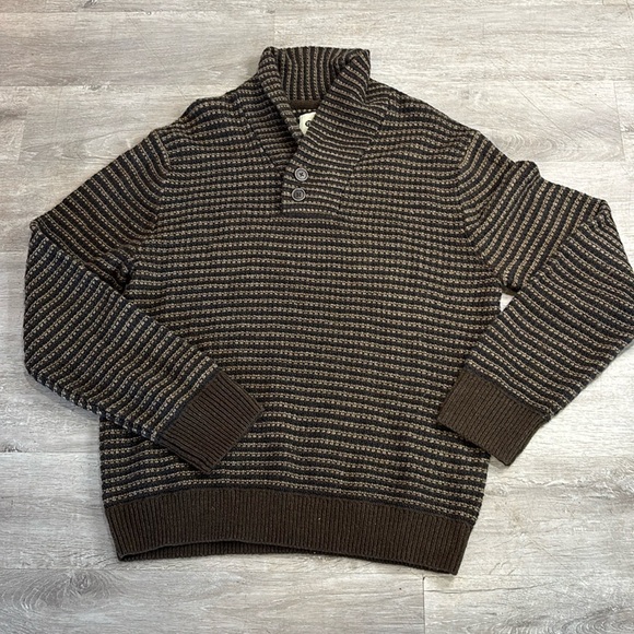 Haggar Quarter Button Sweater Sz L Lined Patten Casual Knit Pullover - Picture 1 of 7